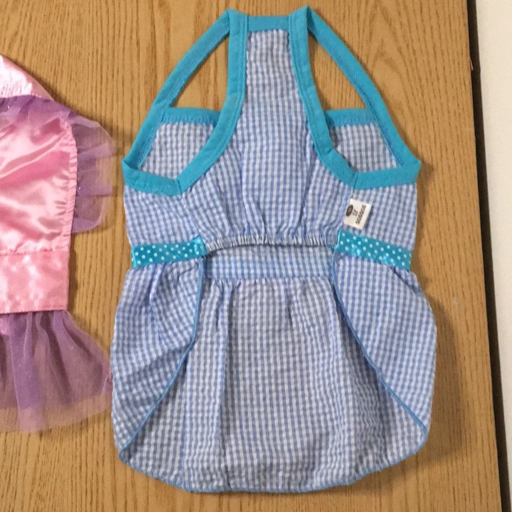 Bundle Of 2 Doggie Dresses Size Xs/Small 8 1/4” Waist 11 1/2” & 14 1/4” Length